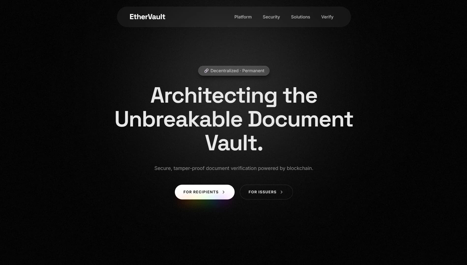 A Decentralized document issuance and verification platform.
